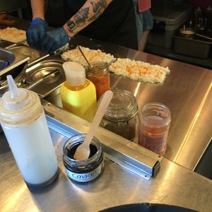 Prepping the food at Veganatomy - Vegan Sushi & Banh Mi Bar in Newcastle Upon Tyne