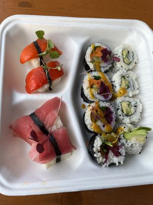 Rainbow sushi platter  at Veganatomy - Vegan Sushi & Banh Mi Bar in Newcastle Upon Tyne