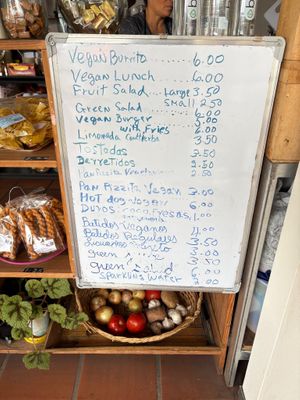 Menu at Rinconcito Vegano in Boquete