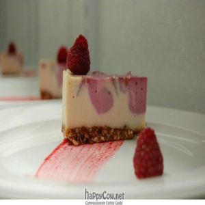 Fifth Course - Raspberry Coconut Cashew Cheesecake with an Almond Crust at Karma in Northampton