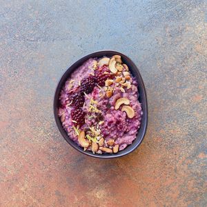 Cashew and Blackberry Porridge  at Joy of Madhu (Noams) in Munich