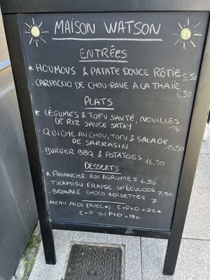 Menu  at Maison Watson in Angers