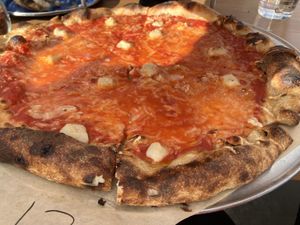 Marinara pizza with vegan mozzzarella  at PizzaHacker in Mill Valley