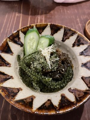 Sea Grapes and Mozuku   at Tamatebako in Naha