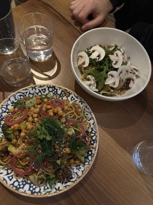 Fried noodles and tagliatelle  at Zanoodle in Ljubljana