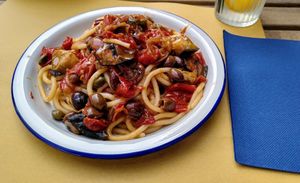 Spaghettone alla siciliana at Raw Pasta in Ljubljana