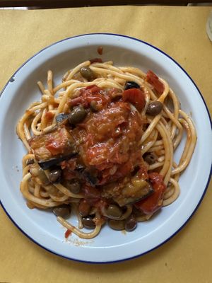 very olive-forward!   at Raw Pasta in Ljubljana