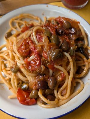 Vegan spaghettone at Raw Pasta in Ljubljana