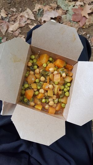 Butternut squash stew with couscous at Momo's Garden Café in London