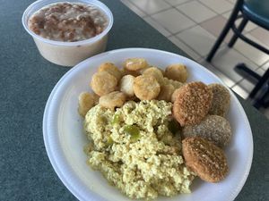 Tofu scramble and oatmeal   at Fela's Vegetarian Restaurant in San Juan