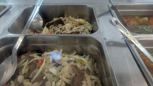 Soy patties with different vegetables at Fela's Vegetarian Restaurant in San Juan