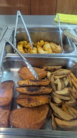 Cornbread stuffed with vegetables at Fela's Vegetarian Restaurant in San Juan