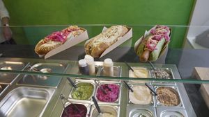 Hotdogs at Organic Garden Signature Store in Munich