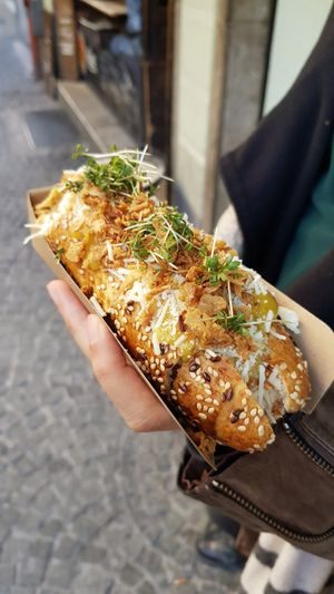 Vegan hot dog at Organic Garden Signature Store in Munich