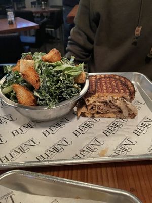 Monster Ruben with Kale Caesar  at Element Gastropub in Raleigh