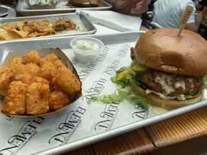 Chicken sandwich and tots at Element Gastropub in Raleigh