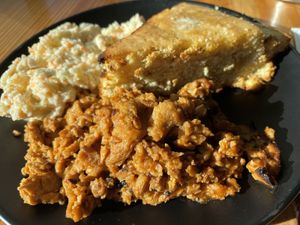 NC BBQ platter w/Cole slaw & jalapeño corn bread   at Element Gastropub in Raleigh