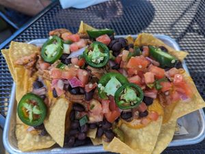 BBQ Nachos were amazing, this is the half order at Element Gastropub in Raleigh
