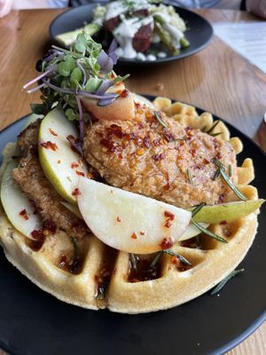 Chicken and cornbread waffle  at Element Gastropub in Raleigh