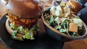 Buffalo Chicken sandwich with kale salad at Element Gastropub in Raleigh