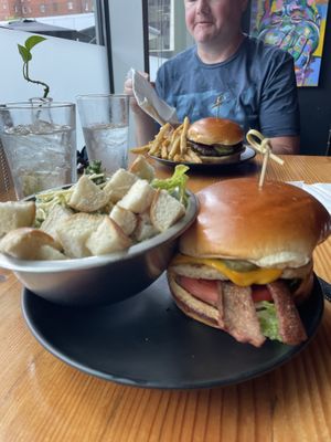 Vegan Chicken Club (great fake bacon) and Kale Saladd  at Element Gastropub in Raleigh