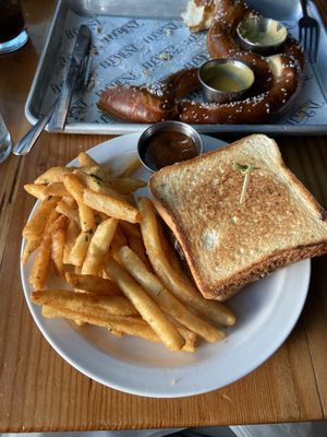 Melt with fries.  at Element Gastropub in Raleigh