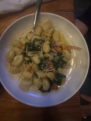 Brown Butter Sage Gnocchi - gnocchi, brown butter sage sauce, fennel, kale, roasted butternut squash, topped w/ vegan parm  at Element Gastropub in Raleigh