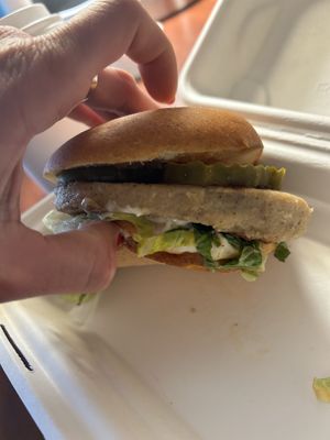 Crispy chikn burger w gf bun  at Element Gastropub in Raleigh