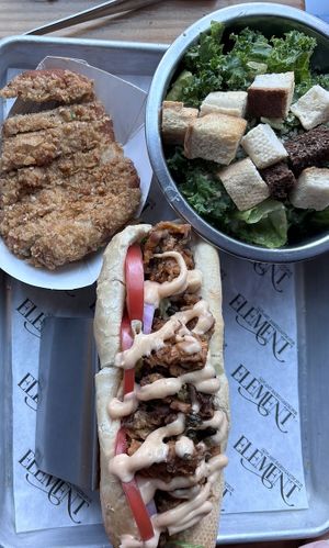 Oyster Mushroom Po boy and side salad   at Element Gastropub in Raleigh