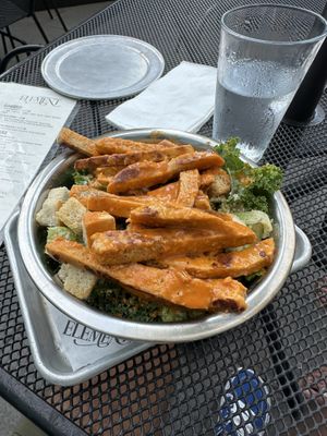 Kale Caesar with extra buffalo chikn  at Element Gastropub in Raleigh