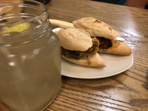 Ginger kombucha and pintxos   at Duzu Kafe Taberna in Durango