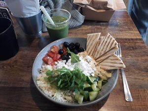 Salad, very filling! at Ebike Cafe at Deheers in Weymouth