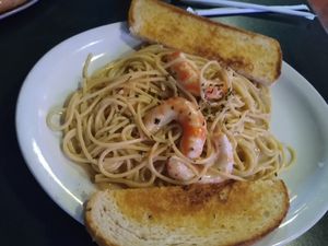 Vegan shrimp Alfredo at 2 Guys Pizza in Hendersonville