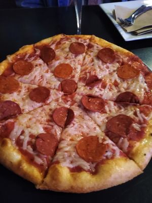 Vegan pepperoni pizza at 2 Guys Pizza in Hendersonville