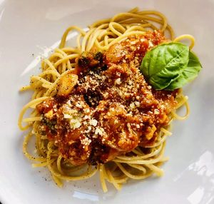 Spectacular pasta with homemade marinara   at 2 Guys Pizza in Hendersonville