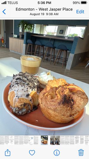 Baked goods and coffee at King of Tarts in Edmonton