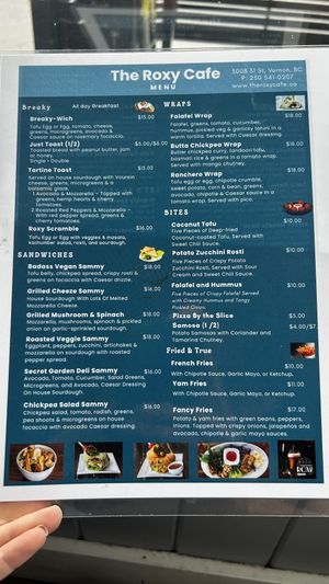 Menu Aug 25 1  at The Roxy Cafe in Vernon