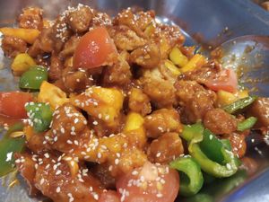 Sweet & Sour mock meat at Alfresco Vegetarian in Johor Bahru