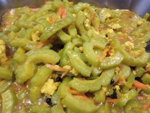 Stir fry Bittergourd with egg at Alfresco Vegetarian in Johor Bahru