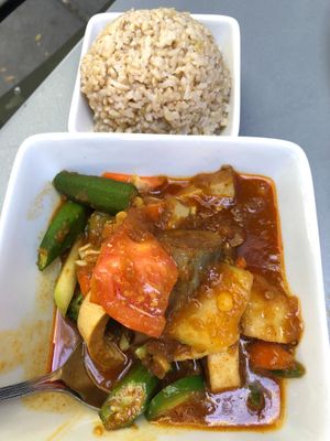 some sort of vegetable curry wih brown rice Ⓥ at My Burma in Davis