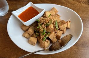 Crispy fried tofu! Sooooo gooood 😍  at My Burma in Davis