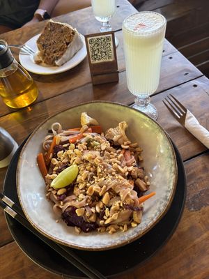 Carrot cake, Pad Thai and Pisco Sour  at Maranta in Pucon