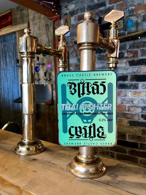Thai Fighter coconut & lemongrass pale ale on the Aitken Fount. at Brass Castle Brewery in Malton