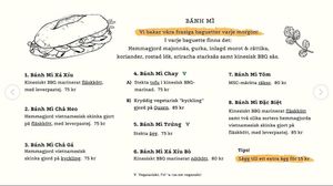 Menu at Nguyen's Sandwiches in Malmo