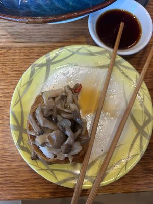 Tofu pockets with mushrooms (this was the best dish, IMO) #Veganuary at Niji Sushi Bar in Kingsford