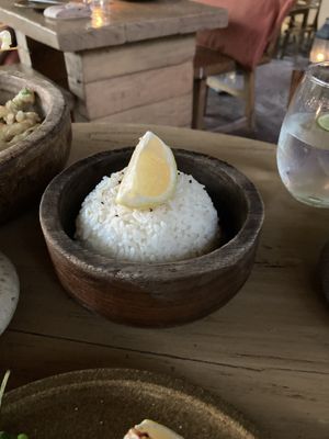 White rice side w/curry  at Funky Geisha in Tulum