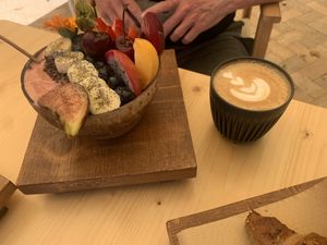 Dragon fruit bowl  at Nibs Healthy Bar in Menorca