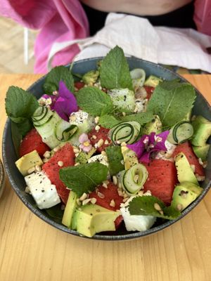 Pink salad  at Nibs Healthy Bar in Menorca