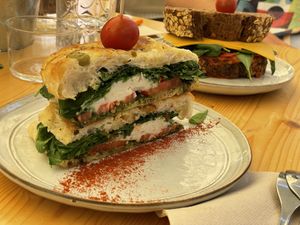 Focaccia muy buena  at Nibs Healthy Bar in Menorca