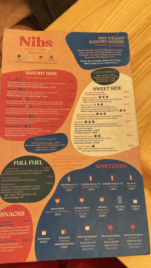 Menu September 2022 at Nibs Healthy Bar in Menorca